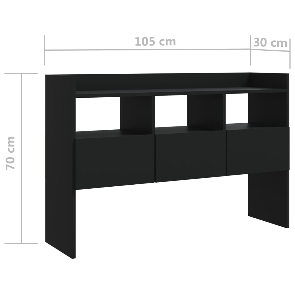 Dressoir 105x30x70 cm bewerkt hout zwart is nu te koop bij PeponiXL, paradijselijk wonen!