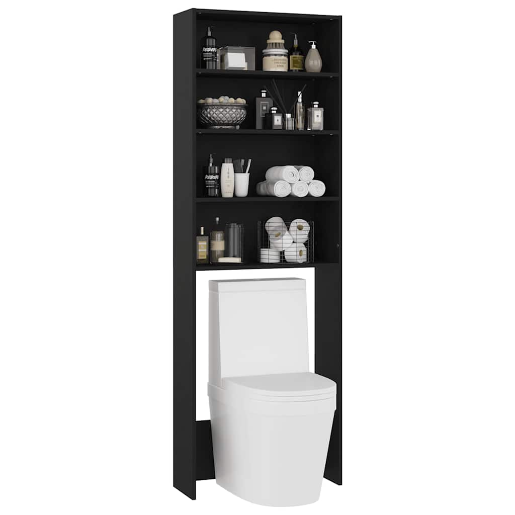 Wasmachinekast 64x24x190 cm zwart is nu te koop bij PeponiXL, paradijselijk wonen!