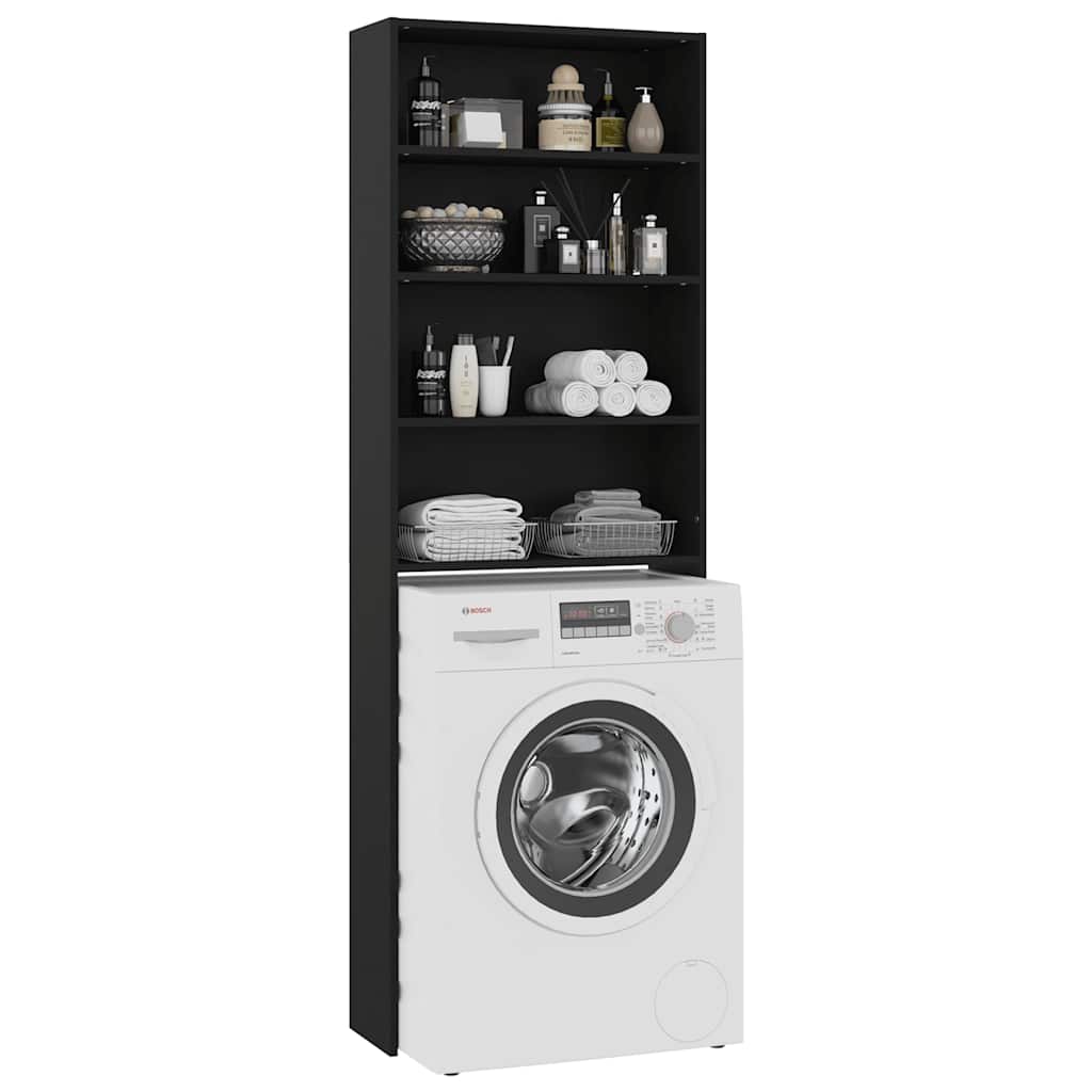 Wasmachinekast 64x24x190 cm zwart is nu te koop bij PeponiXL, paradijselijk wonen!