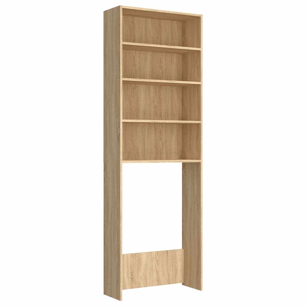 Wasmachinekast 64x24x190 cm wit en sonoma eikenkleurig is nu te koop bij PeponiXL, paradijselijk wonen!