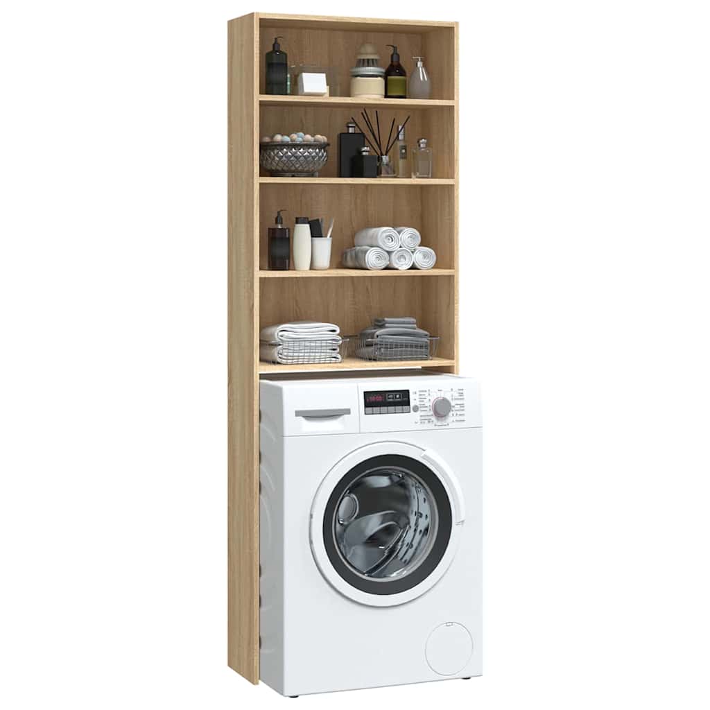 Wasmachinekast 64x24x190 cm wit en sonoma eikenkleurig is nu te koop bij PeponiXL, paradijselijk wonen!