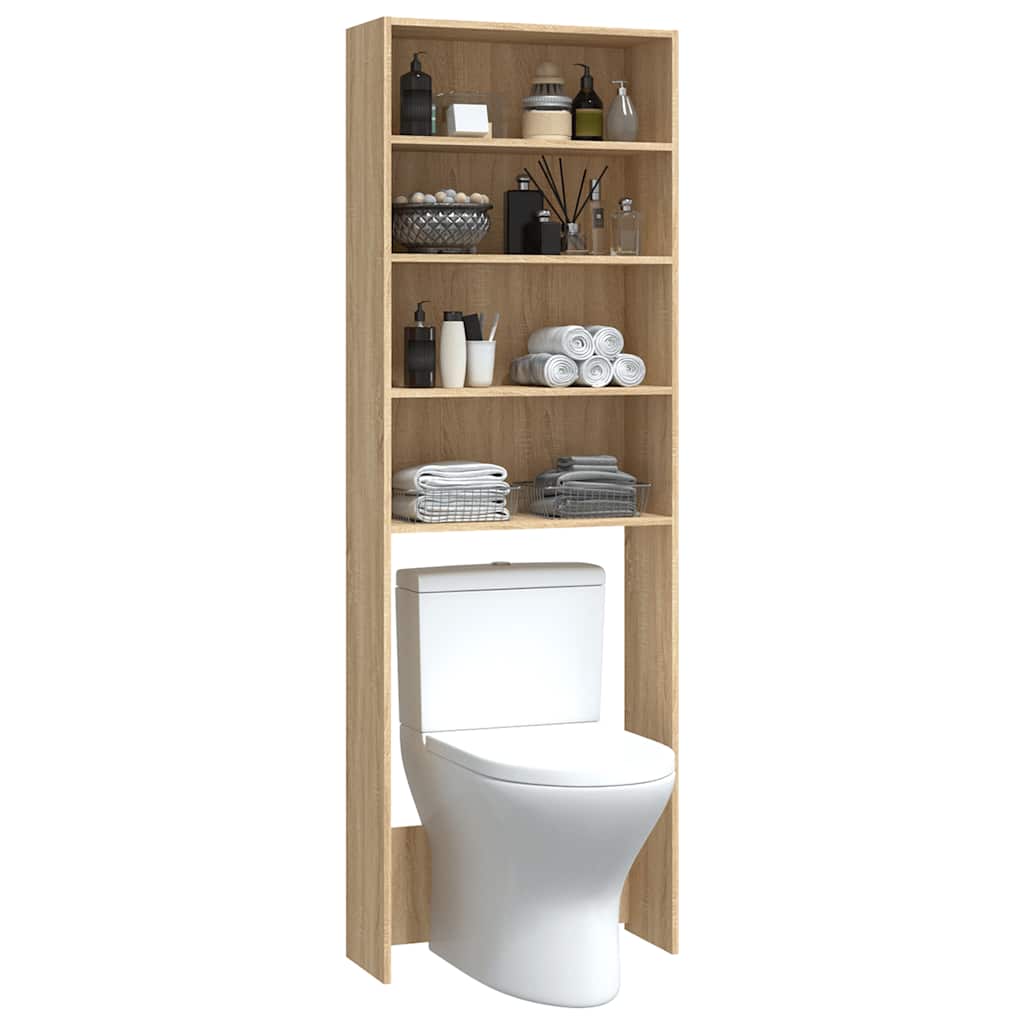 Wasmachinekast 64x24x190 cm wit en sonoma eikenkleurig is nu te koop bij PeponiXL, paradijselijk wonen!