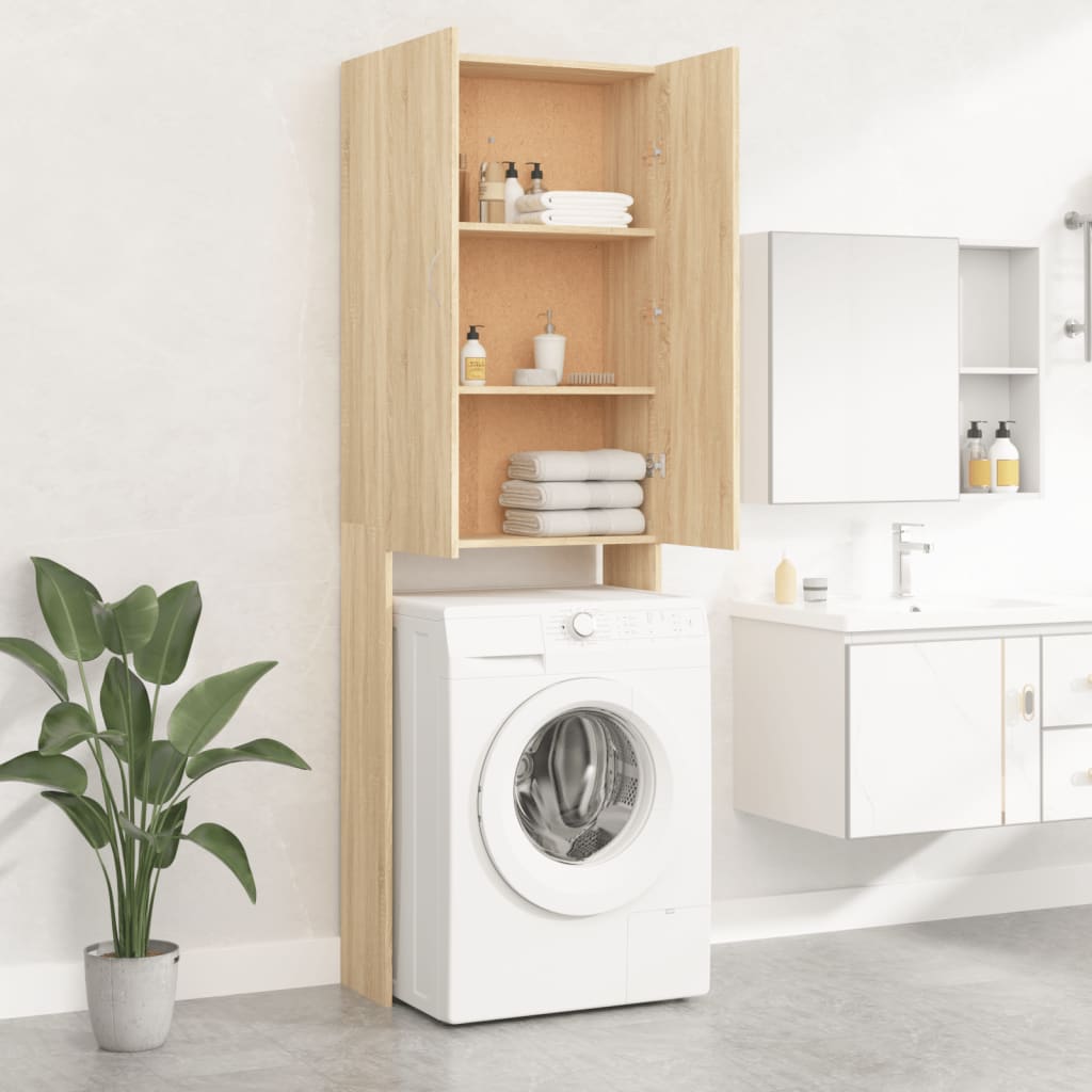 Wasmachinekast 64x25,5x190 cm sonoma eikenkleurig is nu te koop bij PeponiXL, paradijselijk wonen!