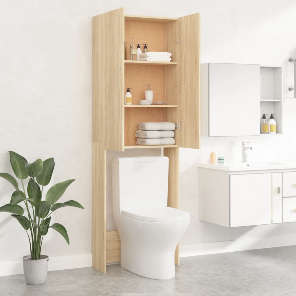 Wasmachinekast 64x25,5x190 cm sonoma eikenkleurig is nu te koop bij PeponiXL, paradijselijk wonen!