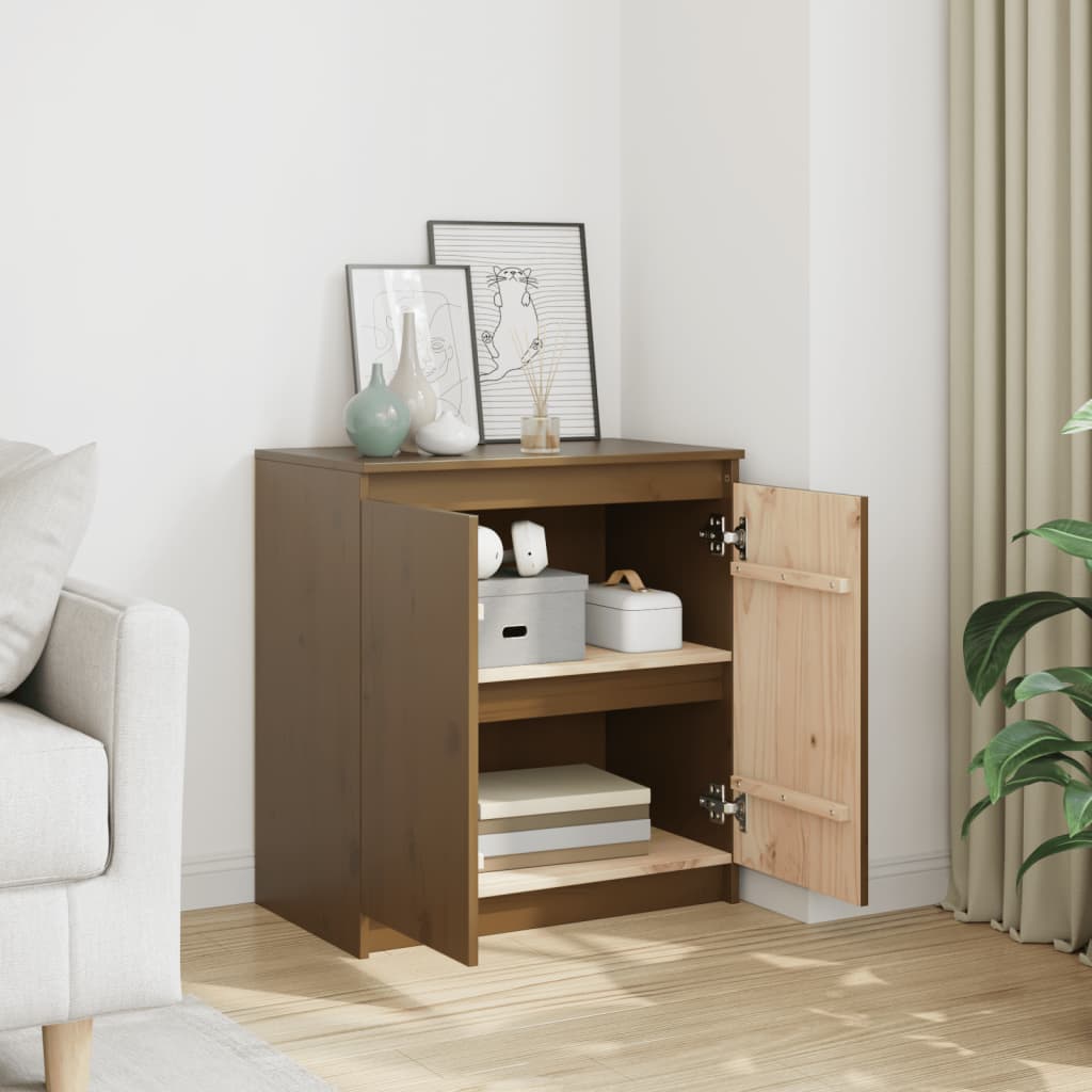 Bijzetkast 60x36x65 cm massief grenenhout honingbruin is nu te koop bij PeponiXL, paradijselijk wonen!