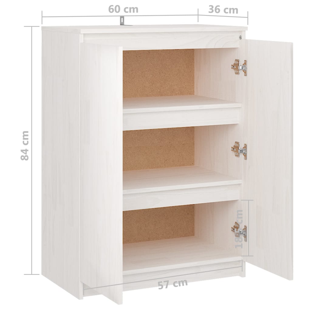 Dressoir 60x36x84 cm massief grenenhout wit is nu te koop bij PeponiXL, paradijselijk wonen!