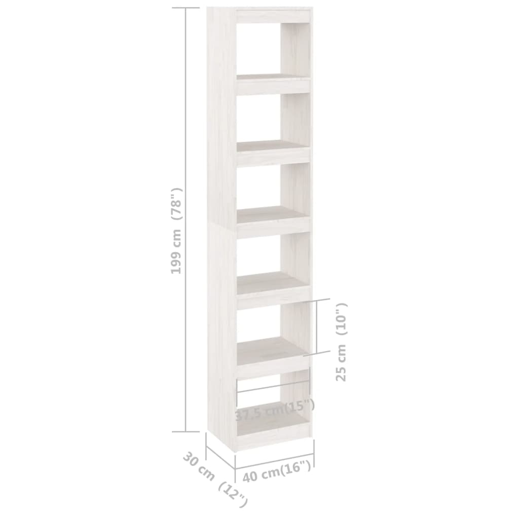 Boekenkast/kamerscherm 40x30x199 cm massief grenenhout wit is nu te koop bij PeponiXL, paradijselijk wonen!