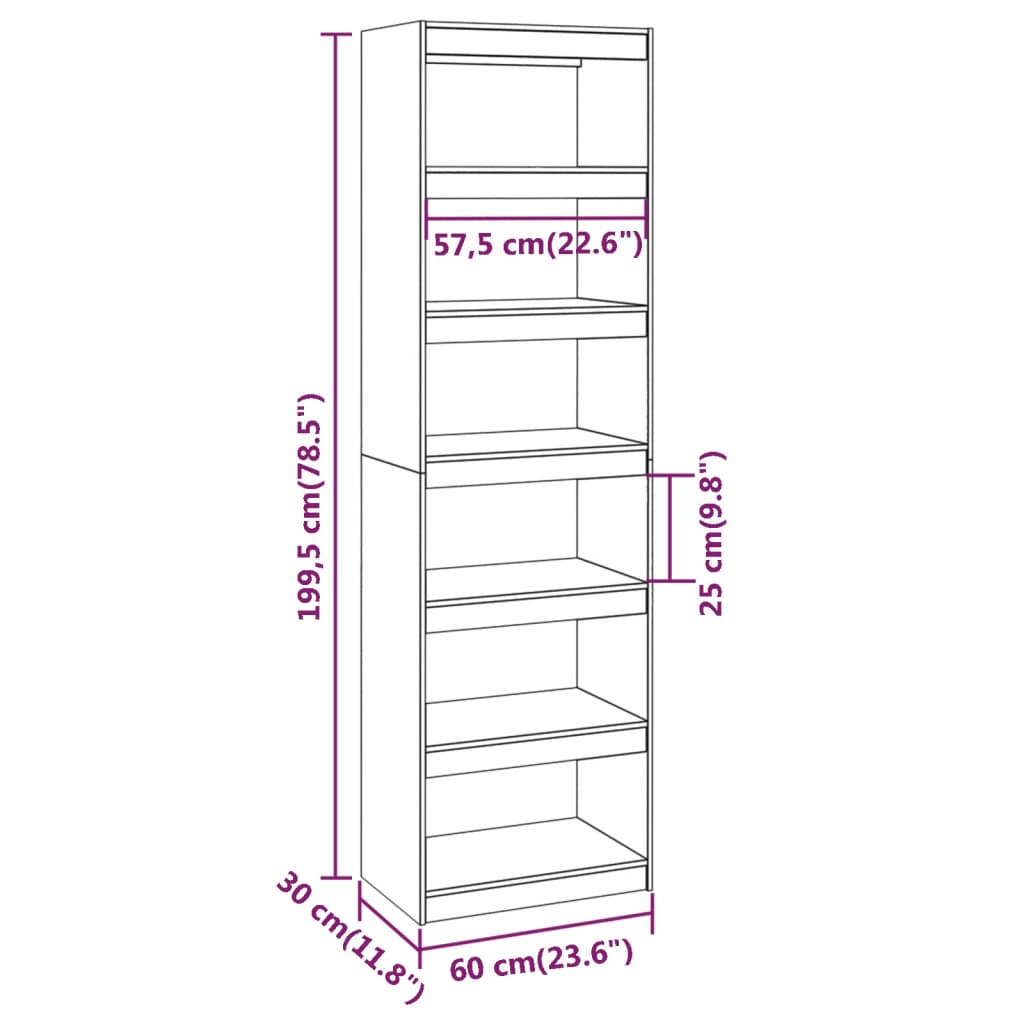 Boekenkast/kamerscherm 60x30x199,5 cm massief grenenhout is nu te koop bij PeponiXL, paradijselijk wonen!
