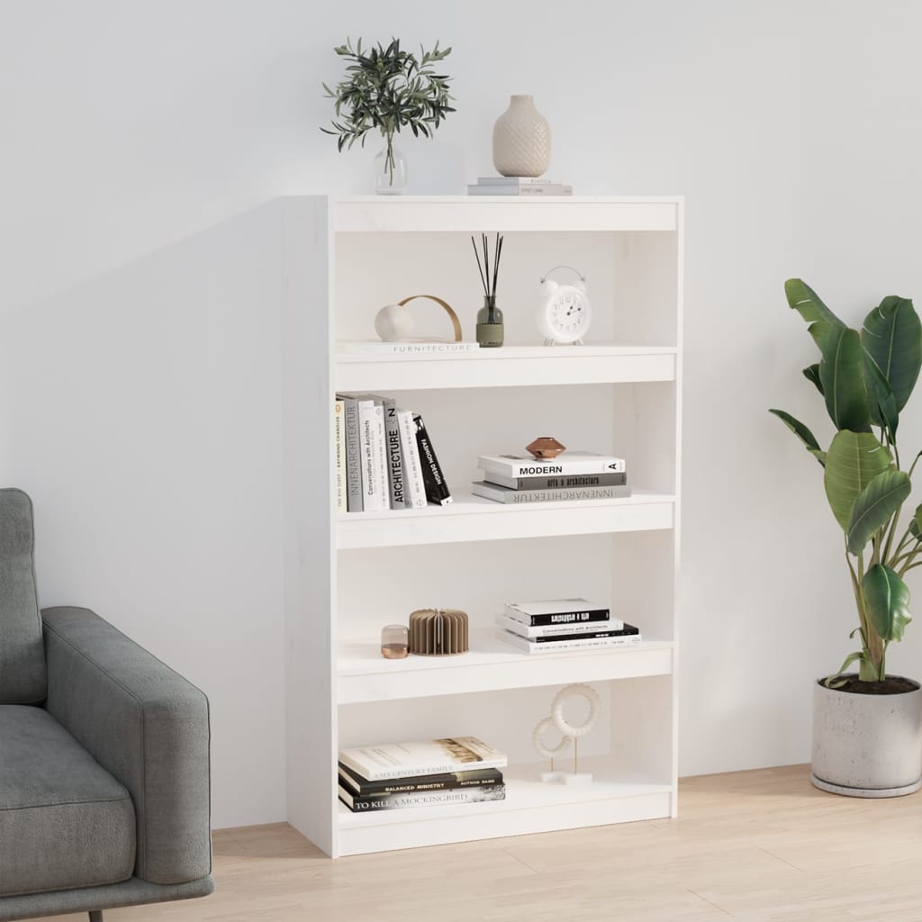 Boekenkast/kamerscherm 80x30x135,5 cm massief grenenhout wit is nu te koop bij PeponiXL, paradijselijk wonen!
