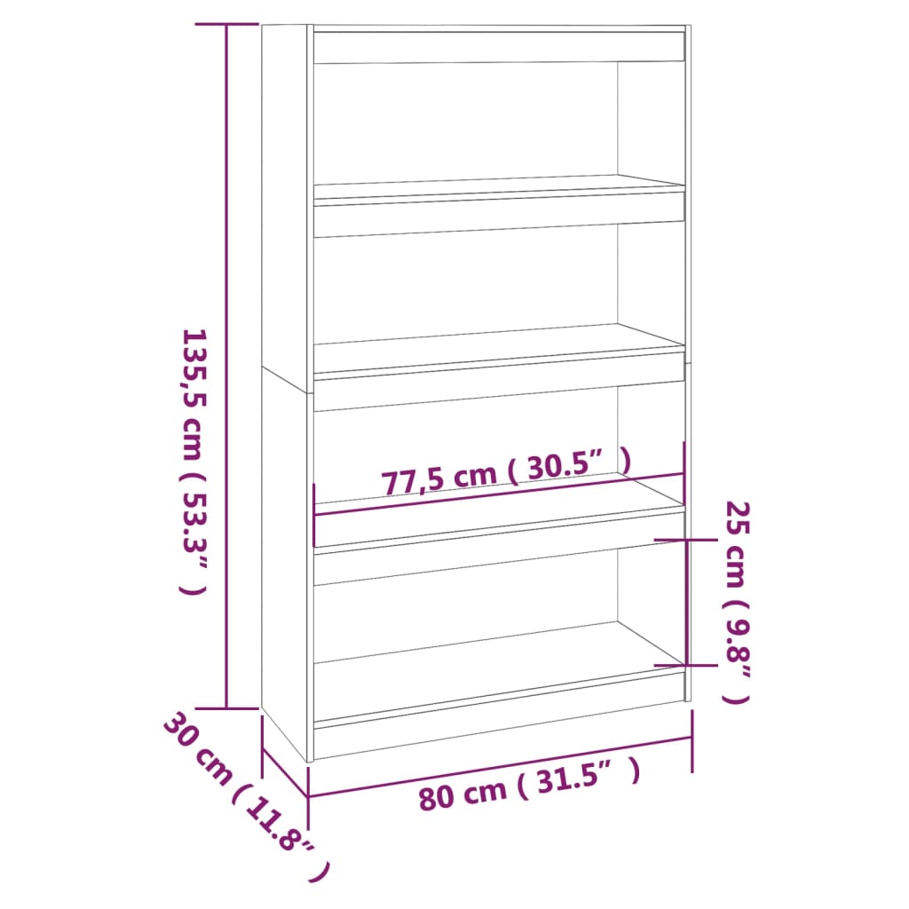 Boekenkast/kamerscherm 80x30x135,5 cm massief grenenhout wit is nu te koop bij PeponiXL, paradijselijk wonen!