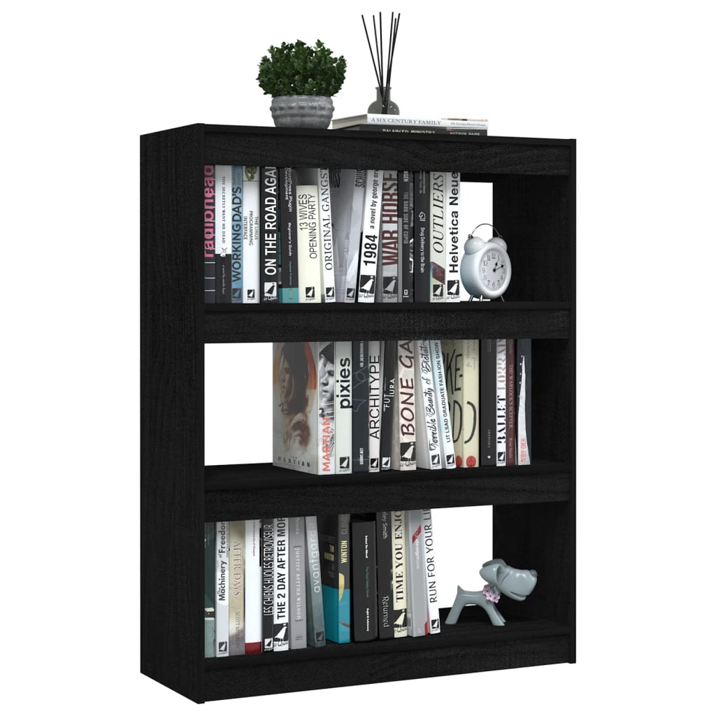 Boekenkast/kamerscherm 100x30x103 cm massief grenenhout zwart is nu te koop bij PeponiXL, paradijselijk wonen!
