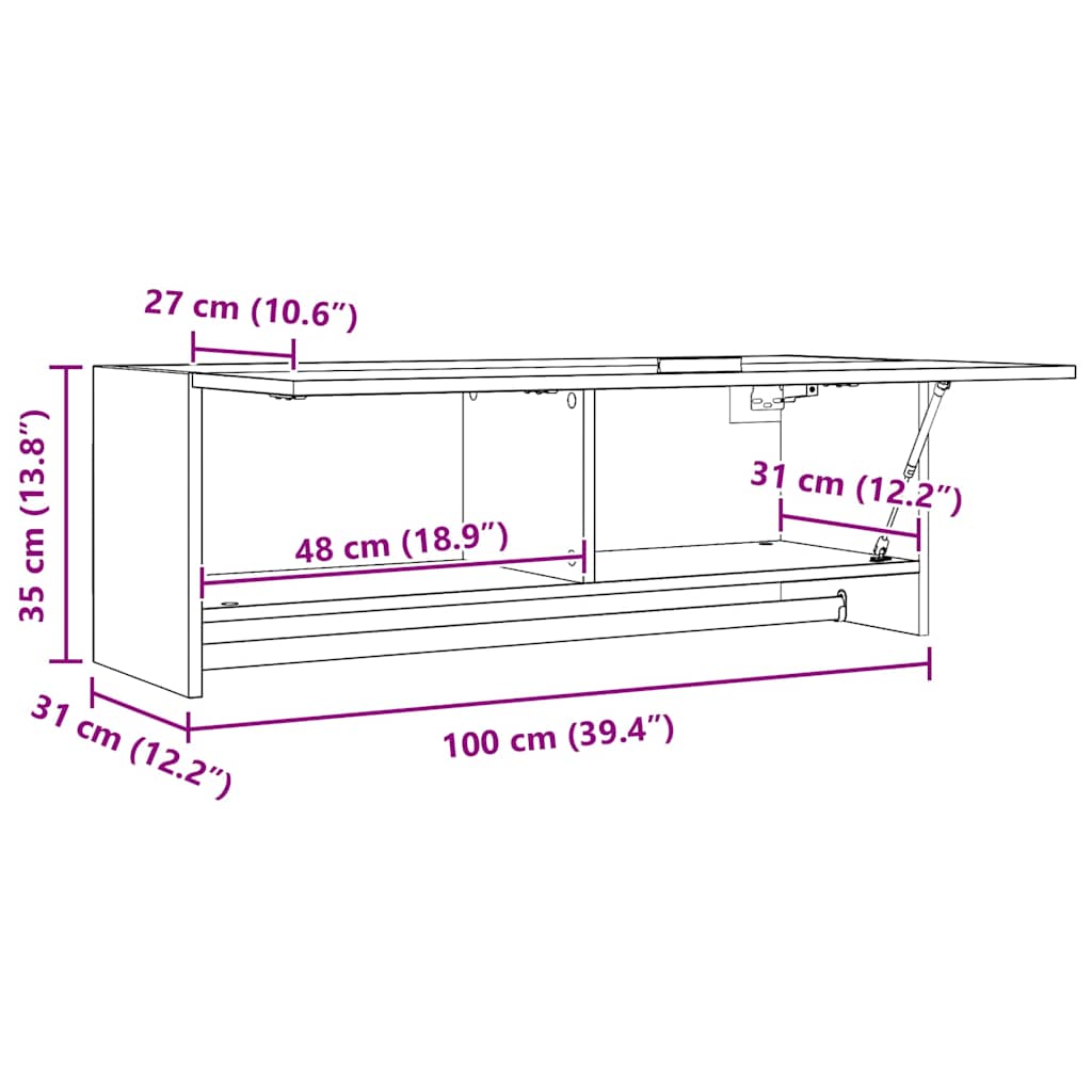 Kledingkast 100x32,5x35 cm bewerkt hout betongrijs is nu te koop bij PeponiXL, paradijselijk wonen!