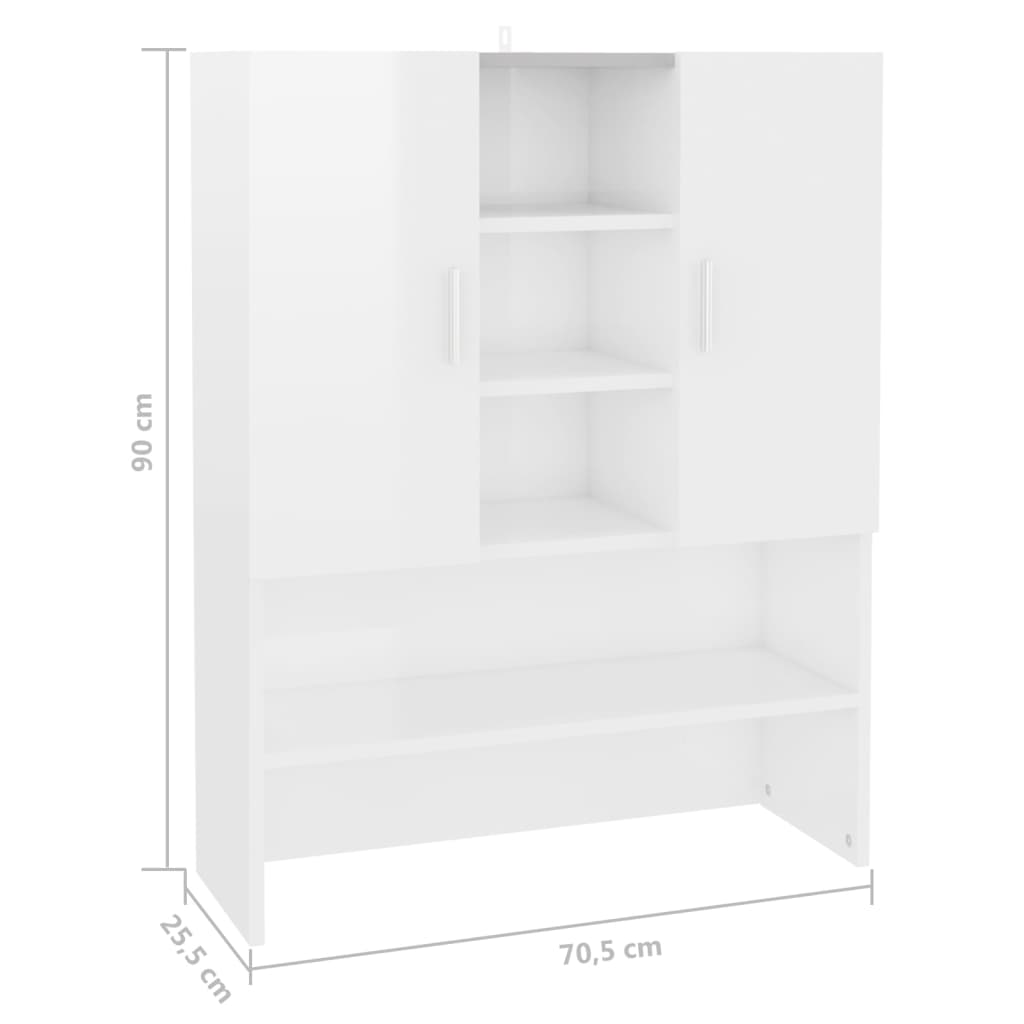 Wasmachinekast 70,5x25,5x90 cm hoogglans wit is nu te koop bij PeponiXL, paradijselijk wonen!