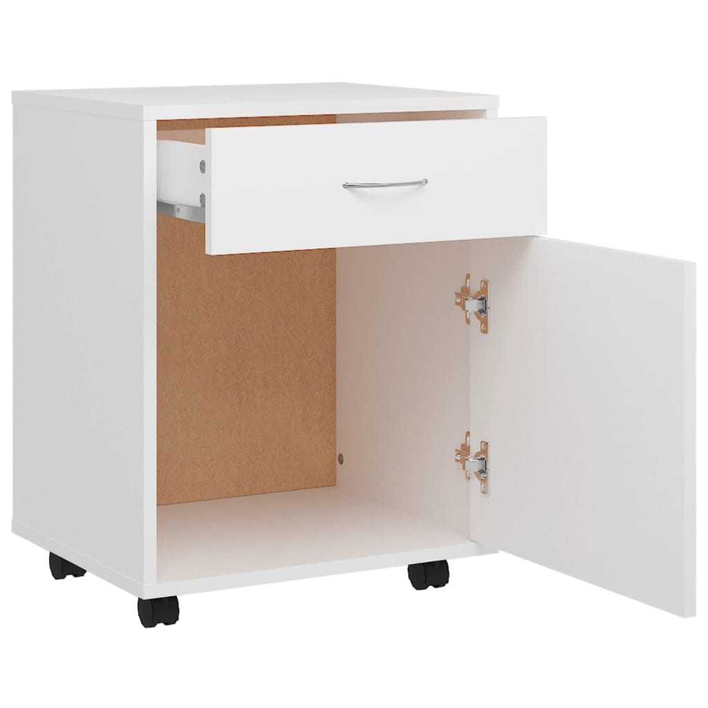 Rolkast 45x38x54 cm bewerkt hout wit is nu te koop bij PeponiXL, paradijselijk wonen!
