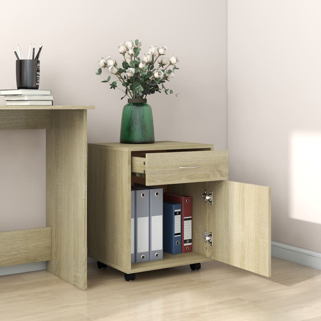 Rolkast 45x38x54 cm bewerkt hout sonoma eikenkleurig is nu te koop bij PeponiXL, paradijselijk wonen!