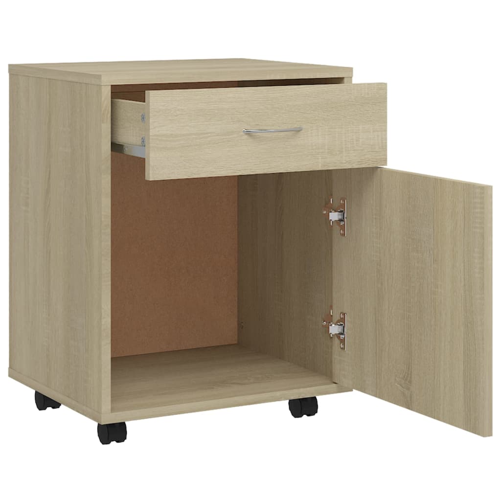 Rolkast 45x38x54 cm bewerkt hout sonoma eikenkleurig is nu te koop bij PeponiXL, paradijselijk wonen!