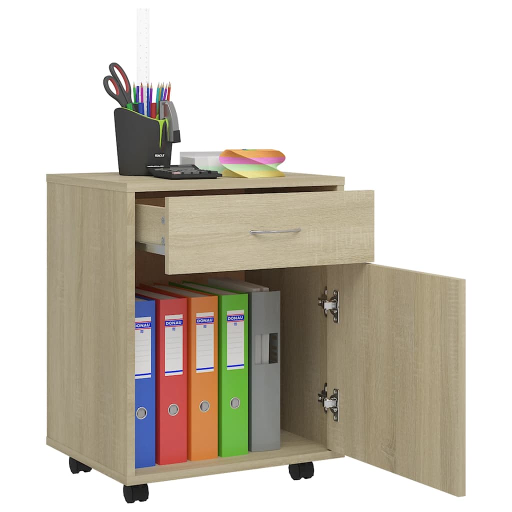 Rolkast 45x38x54 cm bewerkt hout sonoma eikenkleurig is nu te koop bij PeponiXL, paradijselijk wonen!