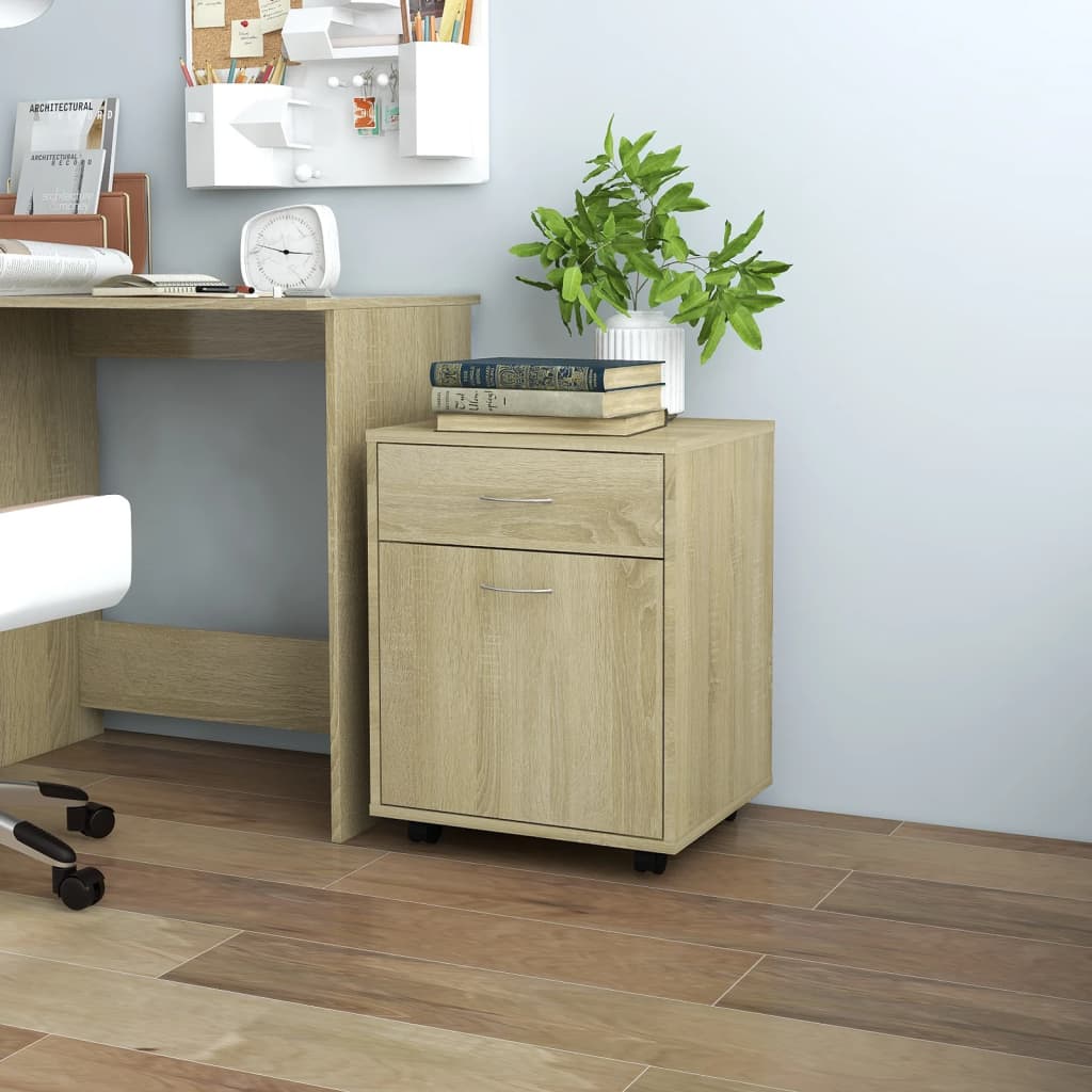 Rolkast 45x38x54 cm bewerkt hout sonoma eikenkleurig is nu te koop bij PeponiXL, paradijselijk wonen!