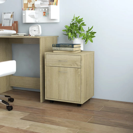 Rolkast 45x38x54 cm bewerkt hout sonoma eikenkleurig is nu te koop bij PeponiXL, paradijselijk wonen!