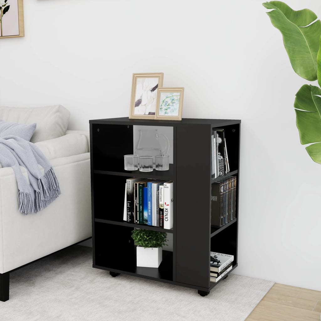 Rolkast 60x35x75 cm bewerkt hout zwart is nu te koop bij PeponiXL, paradijselijk wonen!