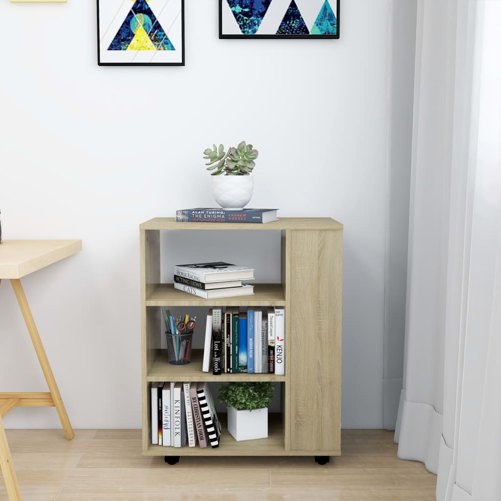 Rolkast 60x35x75 cm bewerkt hout sonoma eikenkleurig is nu te koop bij PeponiXL, paradijselijk wonen!