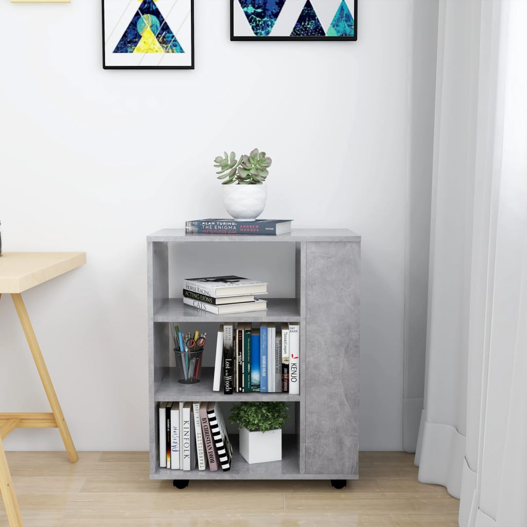 Rolkast 60x35x75 cm bewerkt hout betongrijs is nu te koop bij PeponiXL, paradijselijk wonen!