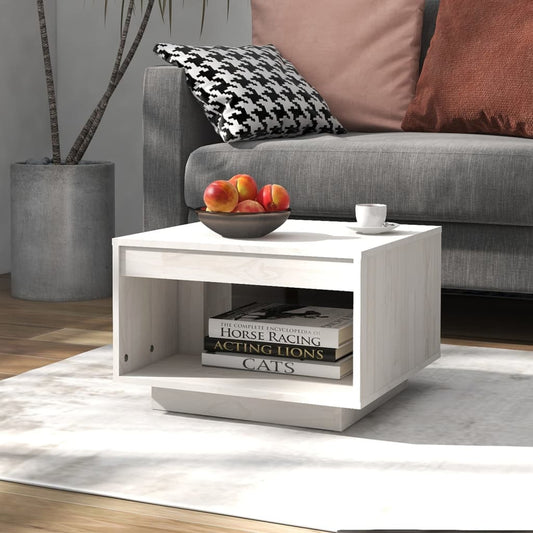 Salontafel 50x50x33,5 cm massief grenenhout wit is nu te koop bij PeponiXL, paradijselijk wonen!