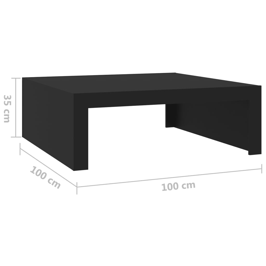 Salontafel 100x100x35 cm bewerkt hout zwart is nu te koop bij PeponiXL, paradijselijk wonen!