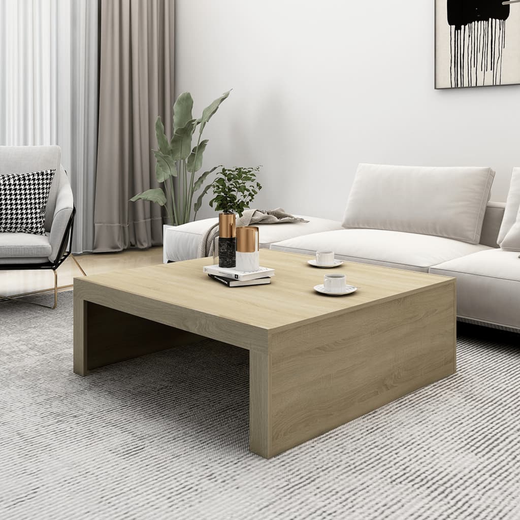 Salontafel 100x100x35 cm bewerkt hout sonoma eikenkleurig is nu te koop bij PeponiXL, paradijselijk wonen!