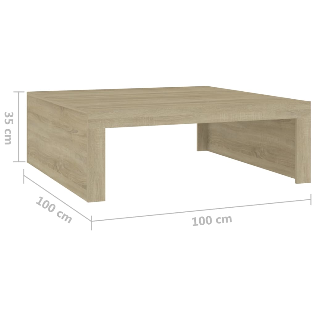 Salontafel 100x100x35 cm bewerkt hout sonoma eikenkleurig is nu te koop bij PeponiXL, paradijselijk wonen!