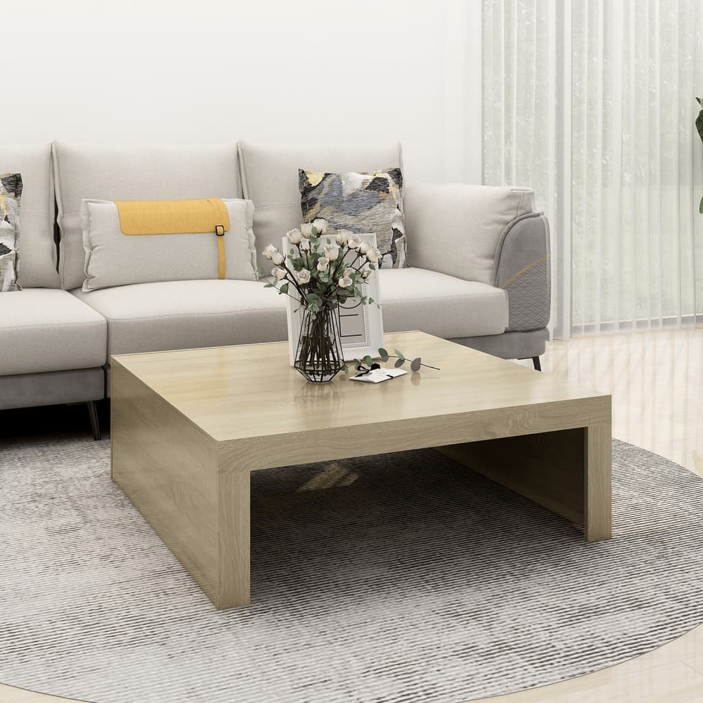 Salontafel 100x100x35 cm bewerkt hout sonoma eikenkleurig is nu te koop bij PeponiXL, paradijselijk wonen!