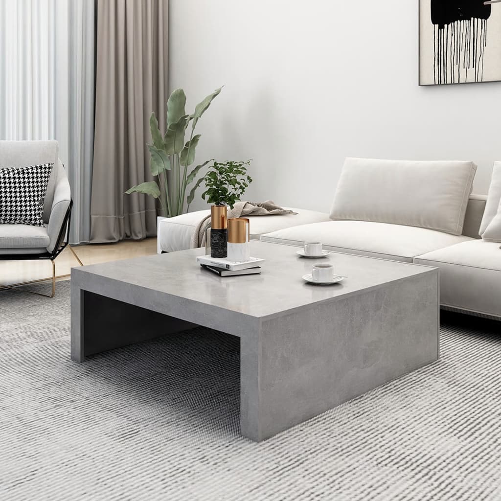 Salontafel 100x100x35 cm bewerkt hout betongrijs is nu te koop bij PeponiXL, paradijselijk wonen!