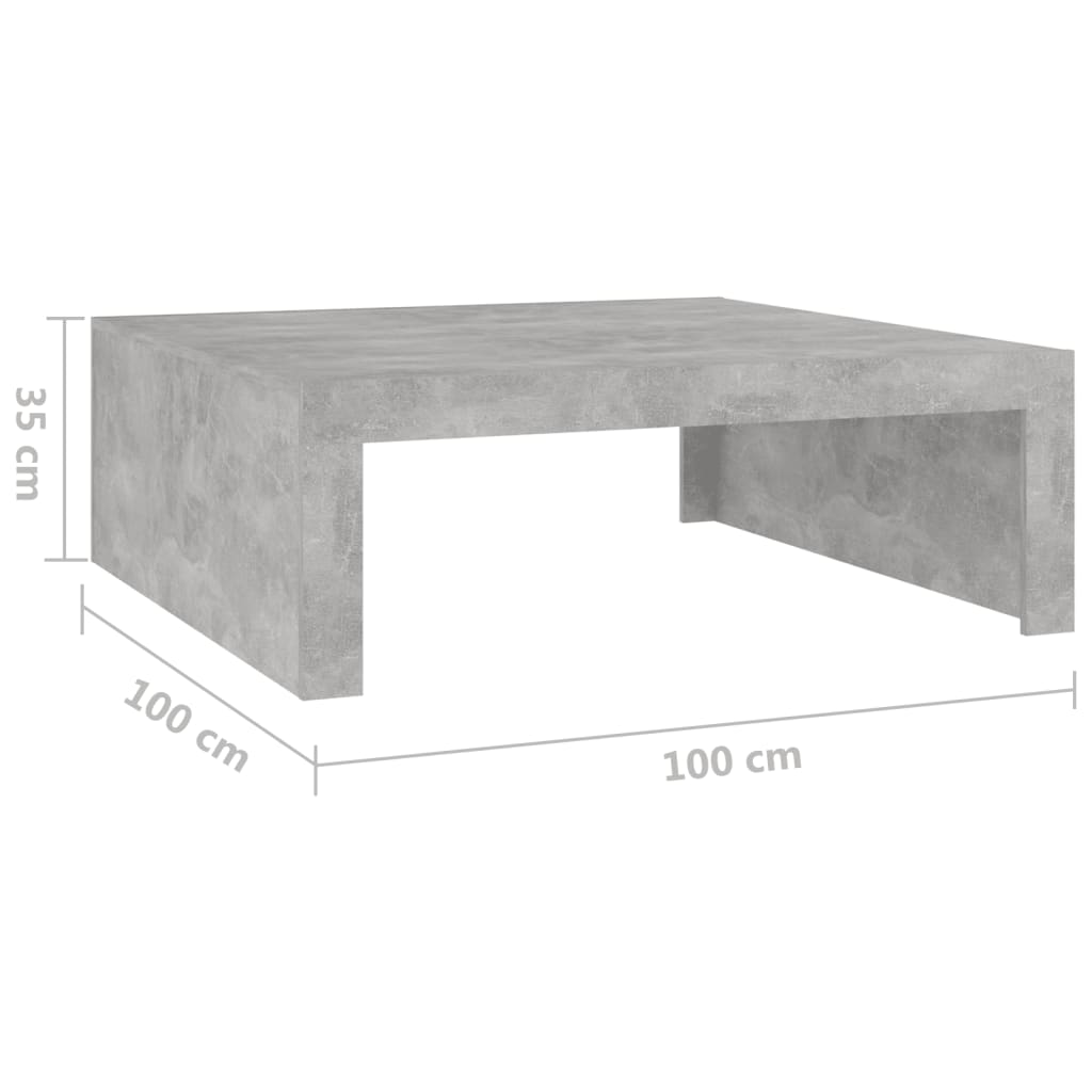 Salontafel 100x100x35 cm bewerkt hout betongrijs is nu te koop bij PeponiXL, paradijselijk wonen!