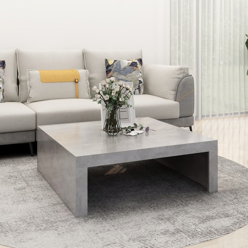 Salontafel 100x100x35 cm bewerkt hout betongrijs is nu te koop bij PeponiXL, paradijselijk wonen!