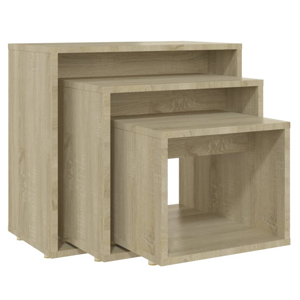3-delige Tafeltjesset spaanplaat sonoma eikenkleurig is nu te koop bij PeponiXL, paradijselijk wonen!
