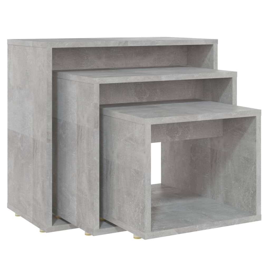 3-delige Tafeltjesset spaanplaat betongrijs is nu te koop bij PeponiXL, paradijselijk wonen!