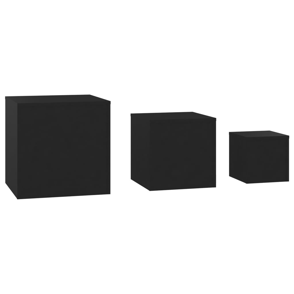 Bijzettafels 3 st bewerkt hout zwart is nu te koop bij PeponiXL, paradijselijk wonen!