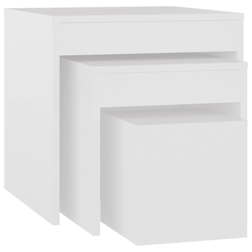 3-delige Tafeltjesset bewerkt hout wit is nu te koop bij PeponiXL, paradijselijk wonen!