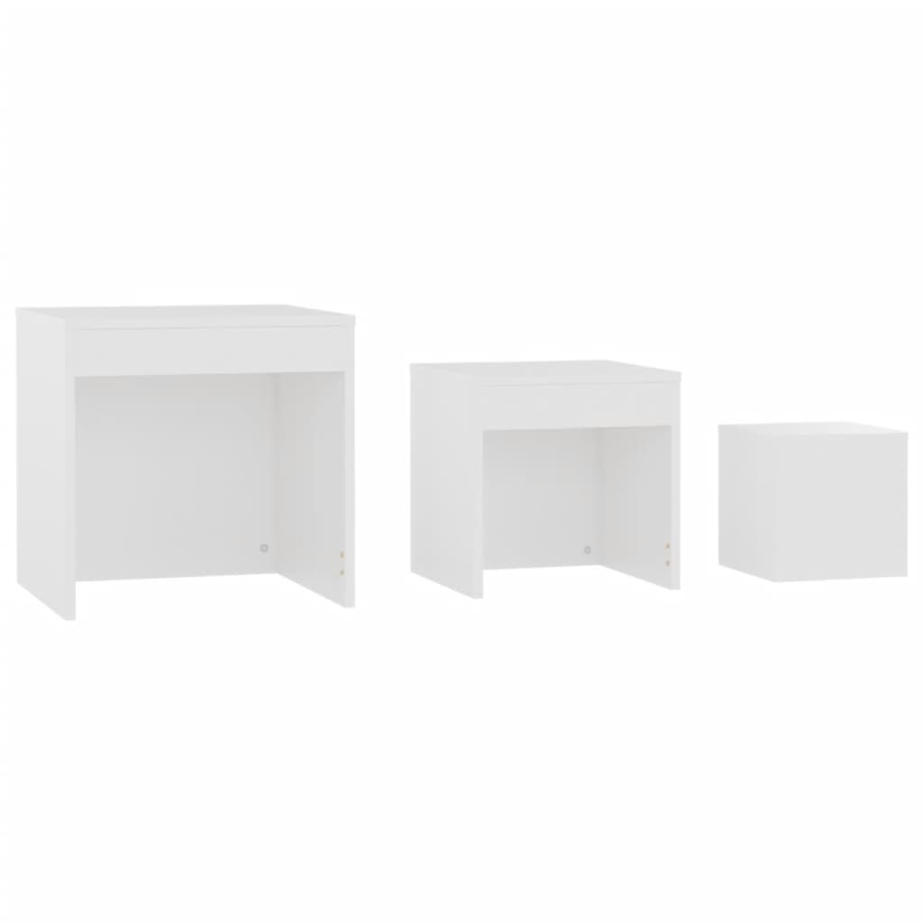 3-delige Tafeltjesset bewerkt hout wit is nu te koop bij PeponiXL, paradijselijk wonen!