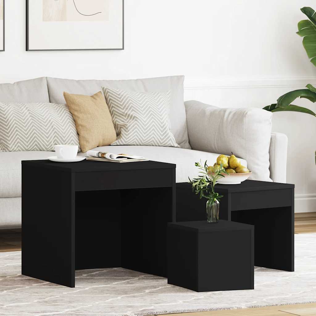3-delige Tafeltjesset bewerkt hout zwart is nu te koop bij PeponiXL, paradijselijk wonen!