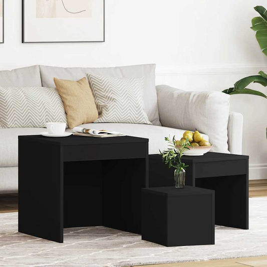 3-delige Tafeltjesset bewerkt hout zwart is nu te koop bij PeponiXL, paradijselijk wonen!