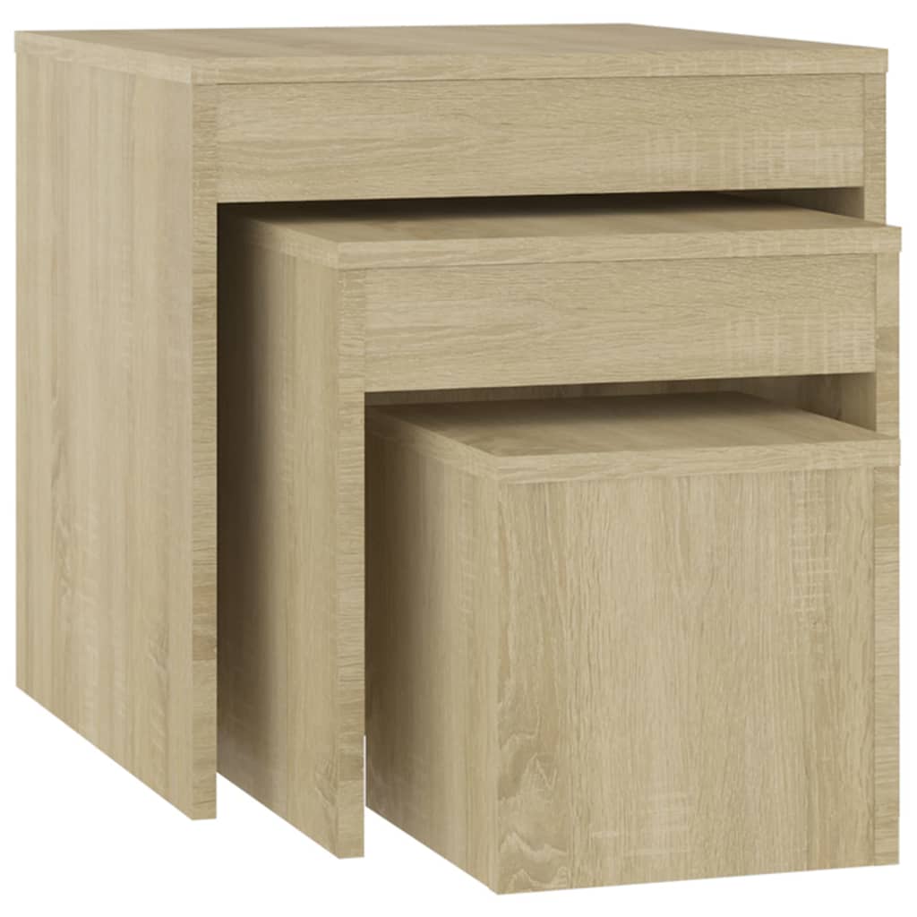 3-delige Tafeltjesset bewerkt hout sonoma eikenkleurig is nu te koop bij PeponiXL, paradijselijk wonen!