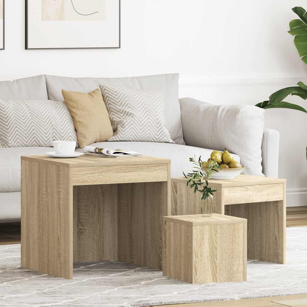 3-delige Tafeltjesset bewerkt hout sonoma eikenkleurig is nu te koop bij PeponiXL, paradijselijk wonen!