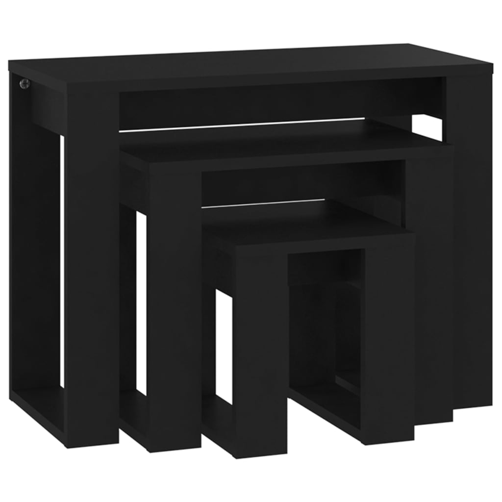 3-delige Tafeltjesset bewerkt hout zwart is nu te koop bij PeponiXL, paradijselijk wonen!