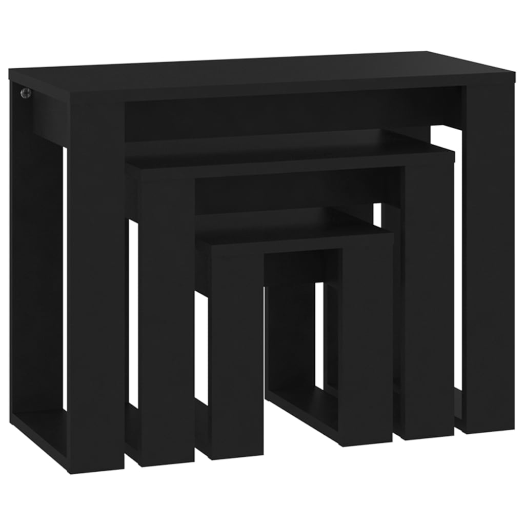 3-delige Tafeltjesset bewerkt hout zwart is nu te koop bij PeponiXL, paradijselijk wonen!