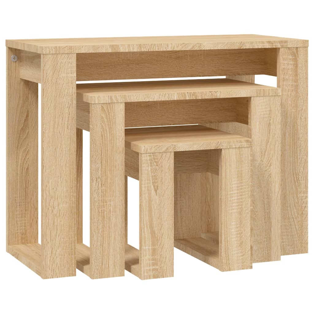 3-delige Tafeltjesset bewerkt hout sonoma eikenkleurig is nu te koop bij PeponiXL, paradijselijk wonen!