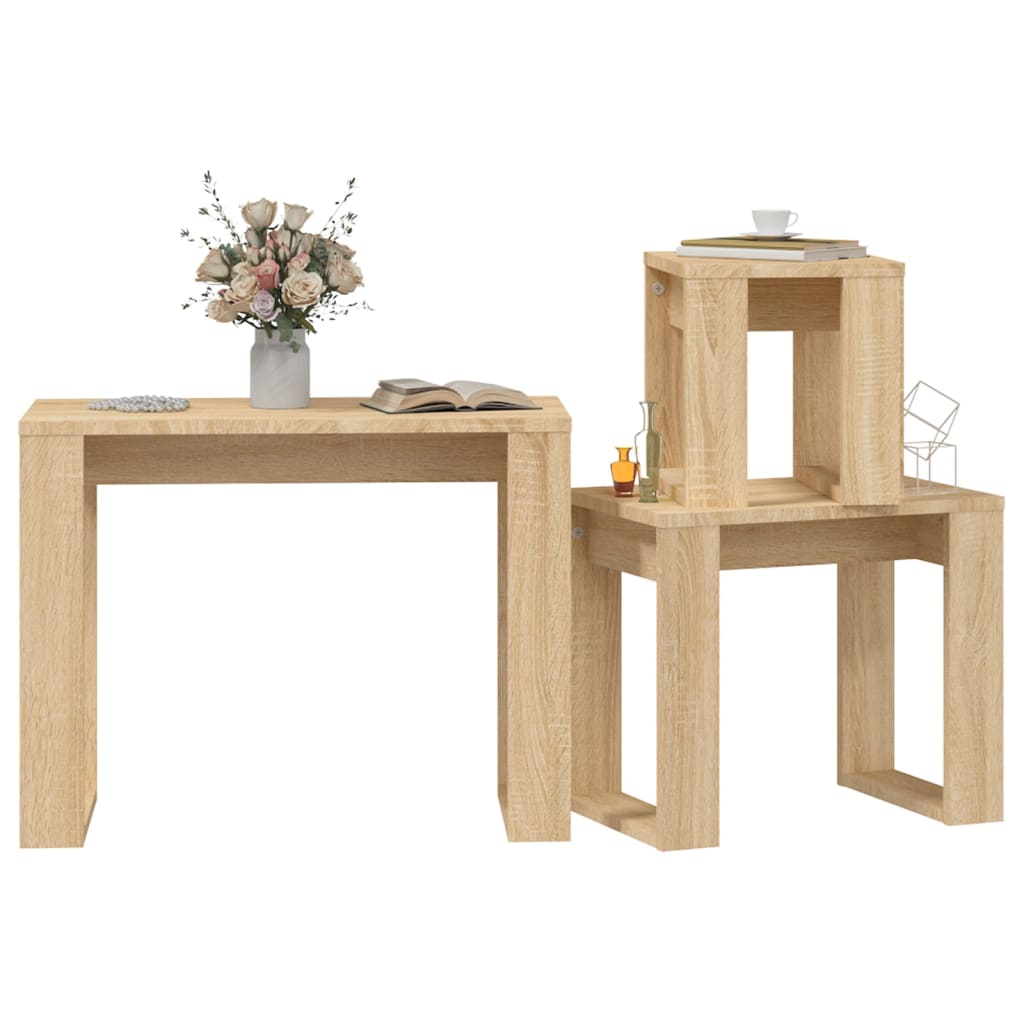 3-delige Tafeltjesset bewerkt hout sonoma eikenkleurig is nu te koop bij PeponiXL, paradijselijk wonen!