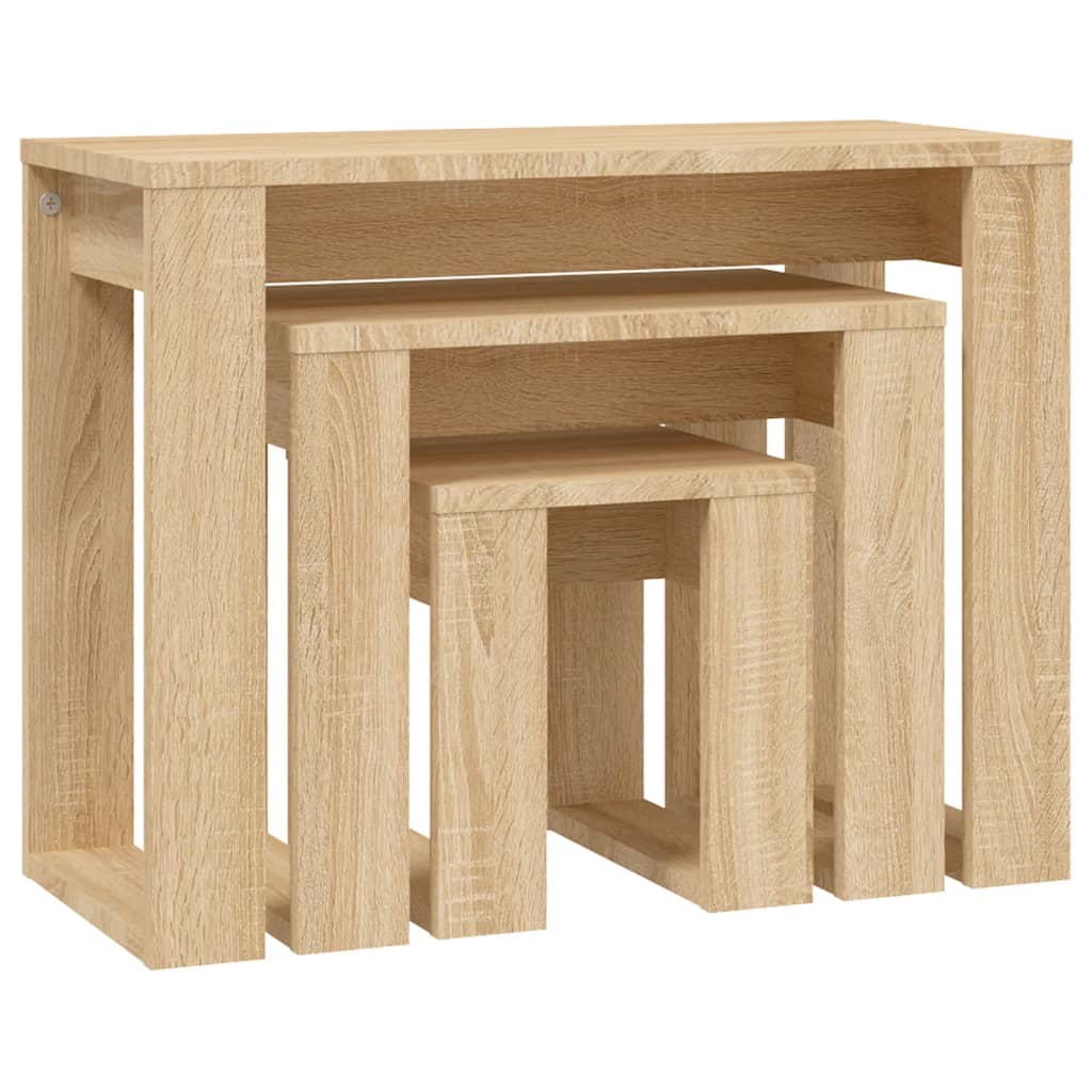 3-delige Tafeltjesset bewerkt hout sonoma eikenkleurig is nu te koop bij PeponiXL, paradijselijk wonen!