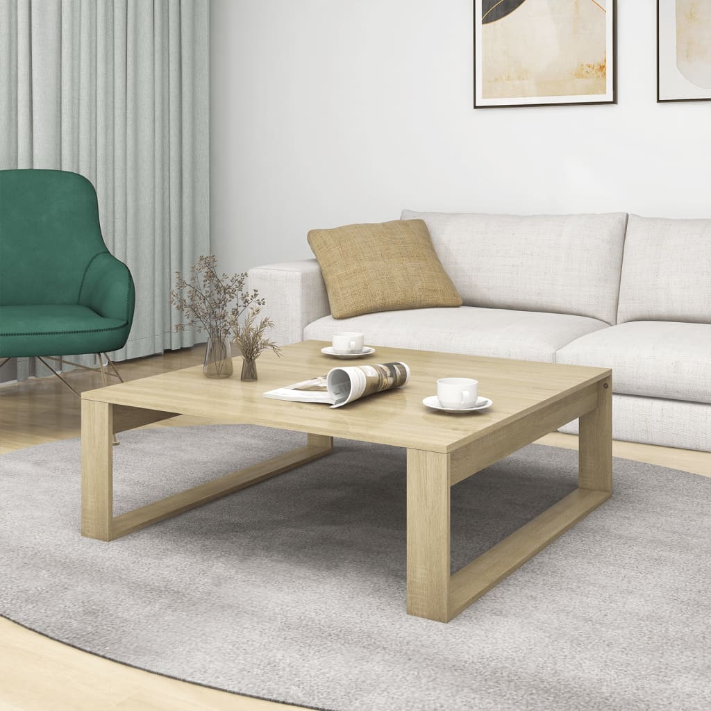 Salontafel 100x100x35 cm bewerkt hout sonoma eikenkleurig is nu te koop bij PeponiXL, paradijselijk wonen!