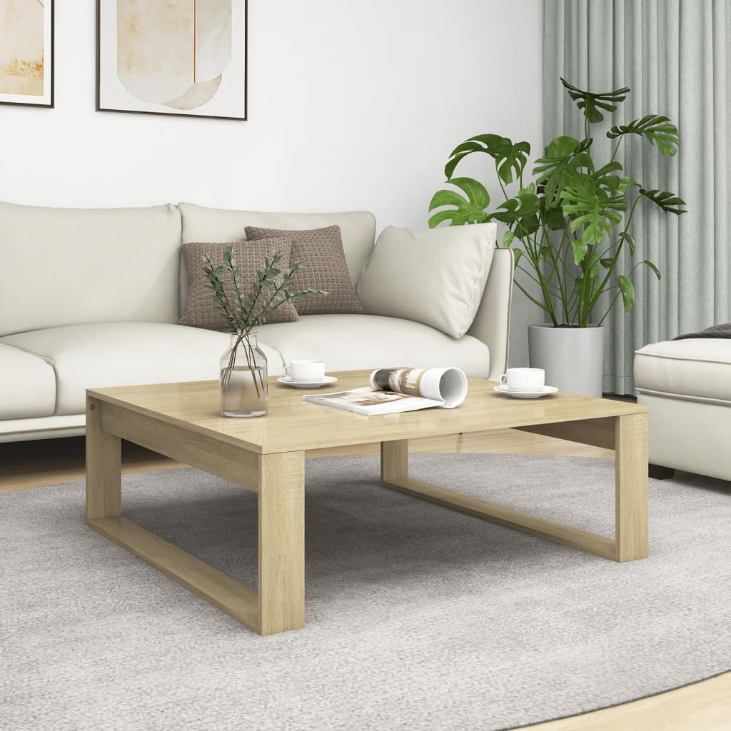 Salontafel 100x100x35 cm bewerkt hout sonoma eikenkleurig is nu te koop bij PeponiXL, paradijselijk wonen!